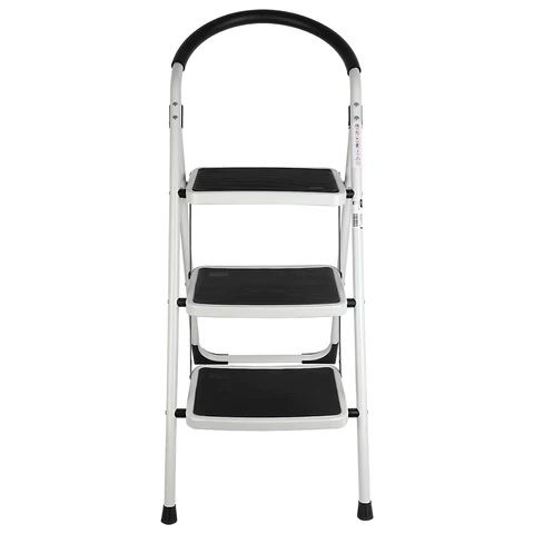 DELI DL509013 3 STEPS FOLDING LADDER  Sturdy Steel Frame High Load Capacity Anti-Slip Pedals & Rubber Feet Modern Look