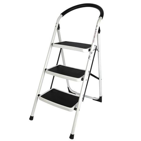 DELI DL509013 3 STEPS FOLDING LADDER  Sturdy Steel Frame High Load Capacity Anti-Slip Pedals & Rubber Feet Modern Look