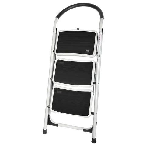 DELI DL509013 3 STEPS FOLDING LADDER  Sturdy Steel Frame High Load Capacity Anti-Slip Pedals & Rubber Feet Modern Look