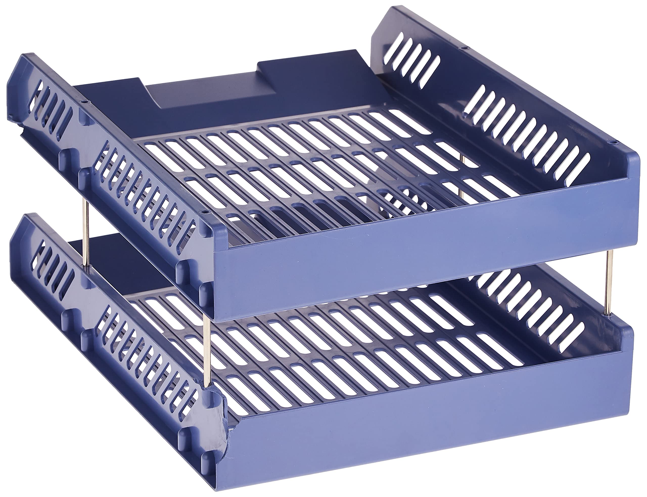 【Deli Official】 Deli E9208 2-Tier Plastic Tray – Blue: Premium Desktop Organizer for Office Home and School Use Hollow-out design Smooth arc edges Durable and resistant to deformation