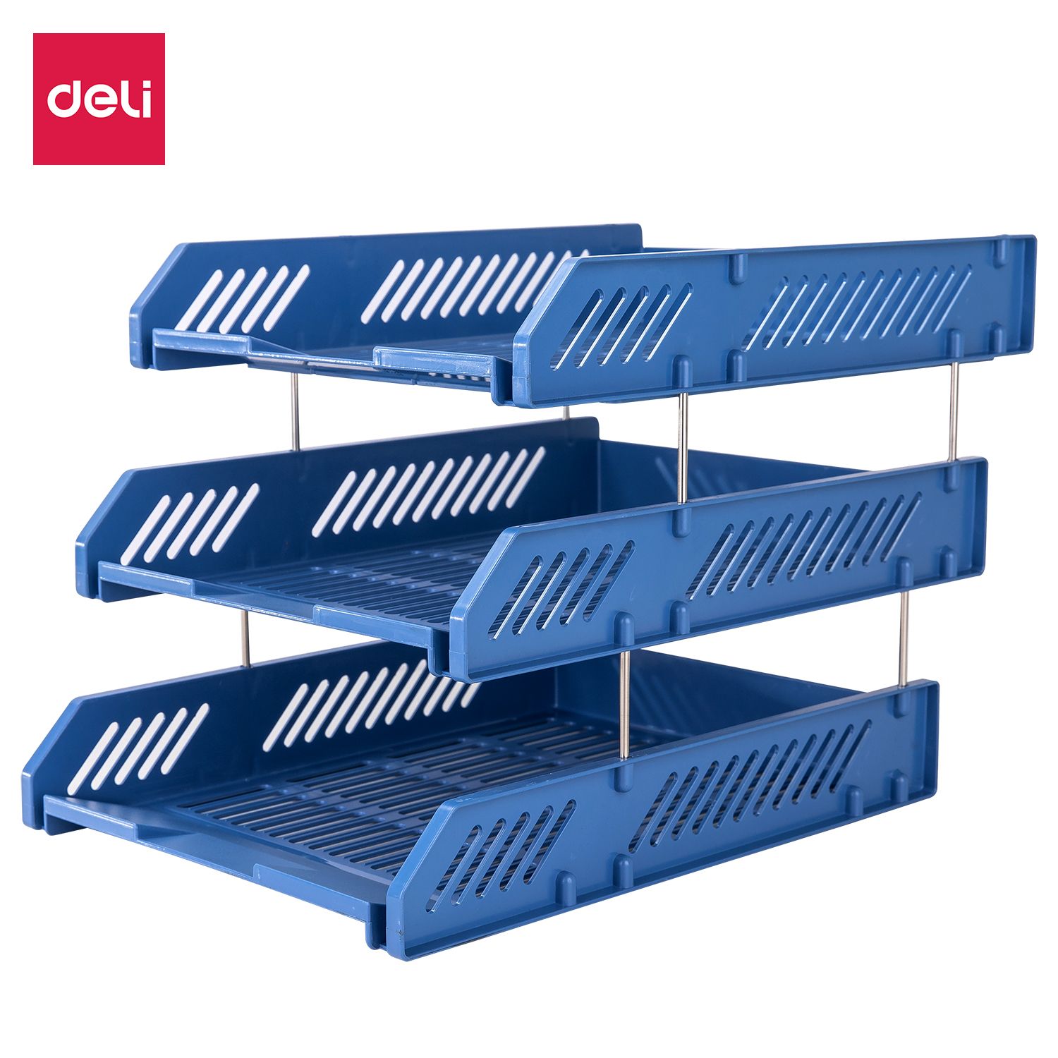 [Hot Deal] DELI E9209 PLASTIC TRAY - 3 TIER - BLUE Hollow-out design Smooth arc edges Durable and resistant to deformation