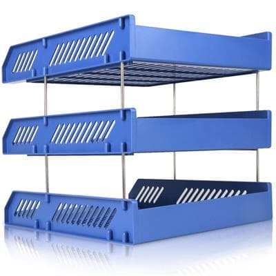 [Hot Deal] DELI E9209 PLASTIC TRAY - 3 TIER - BLUE Hollow-out design Smooth arc edges Durable and resistant to deformation