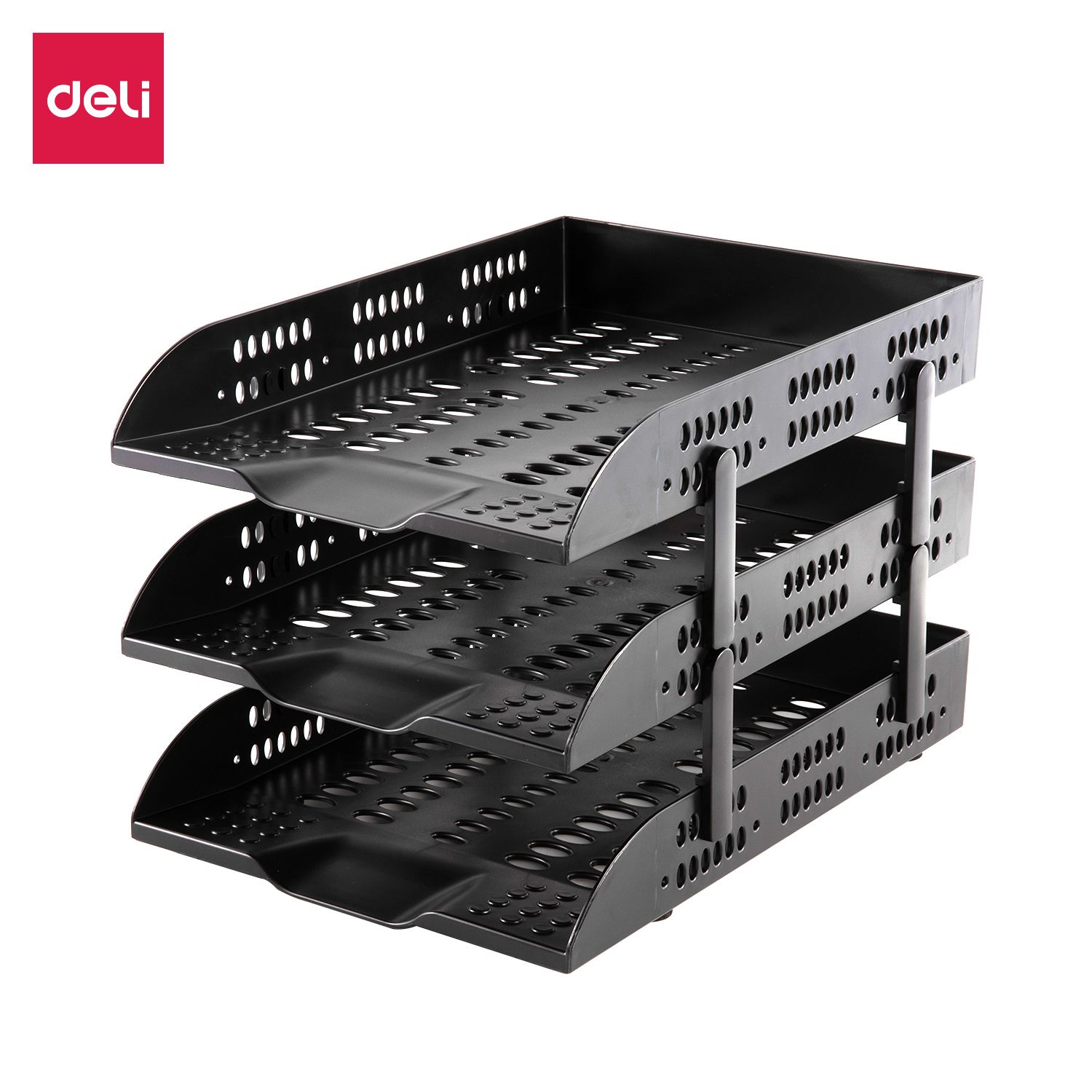 [Limited Offer]DELI E9215 EXECUTIVE PLASTIC TRAY - 3 TIER -BLACK Easy Assembly Sleek Aesthetic Space-Saving Design