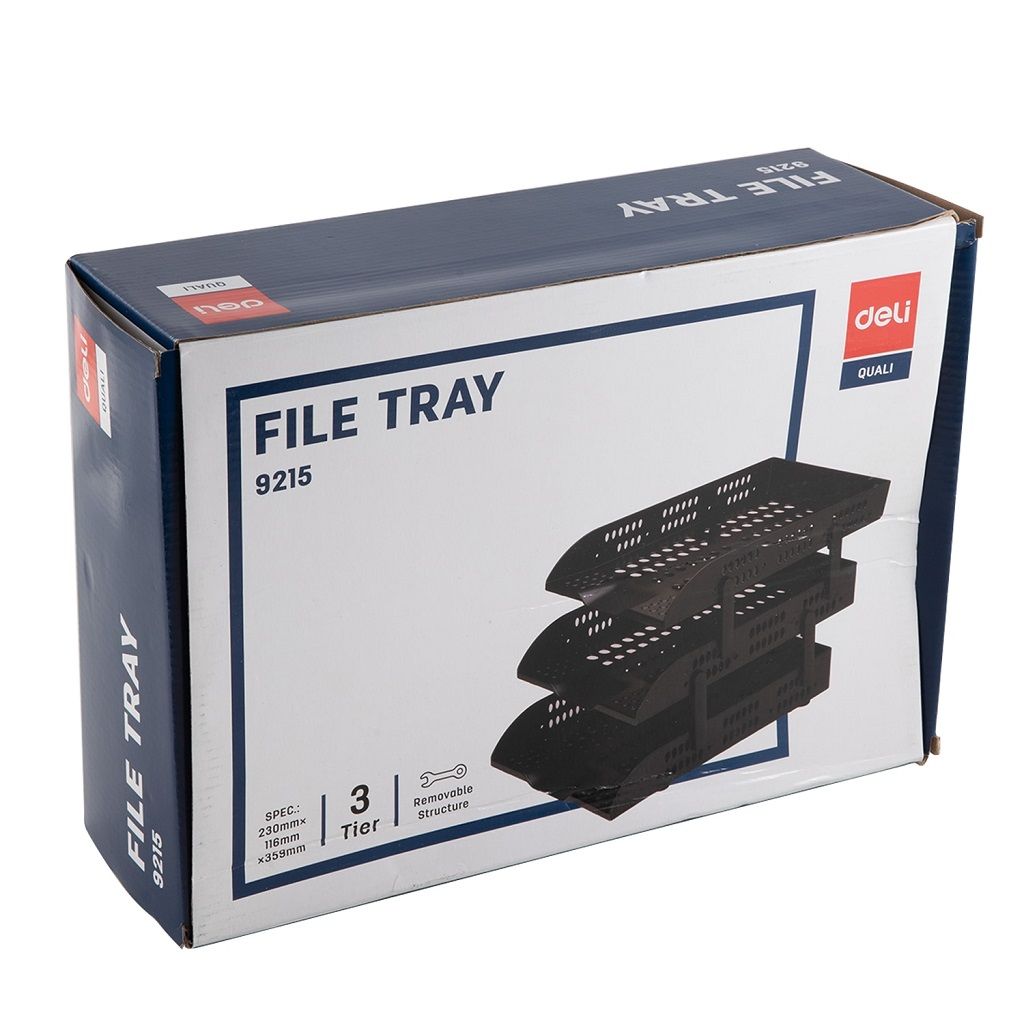 [Limited Offer]DELI E9215 EXECUTIVE PLASTIC TRAY - 3 TIER -BLACK Easy Assembly Sleek Aesthetic Space-Saving Design