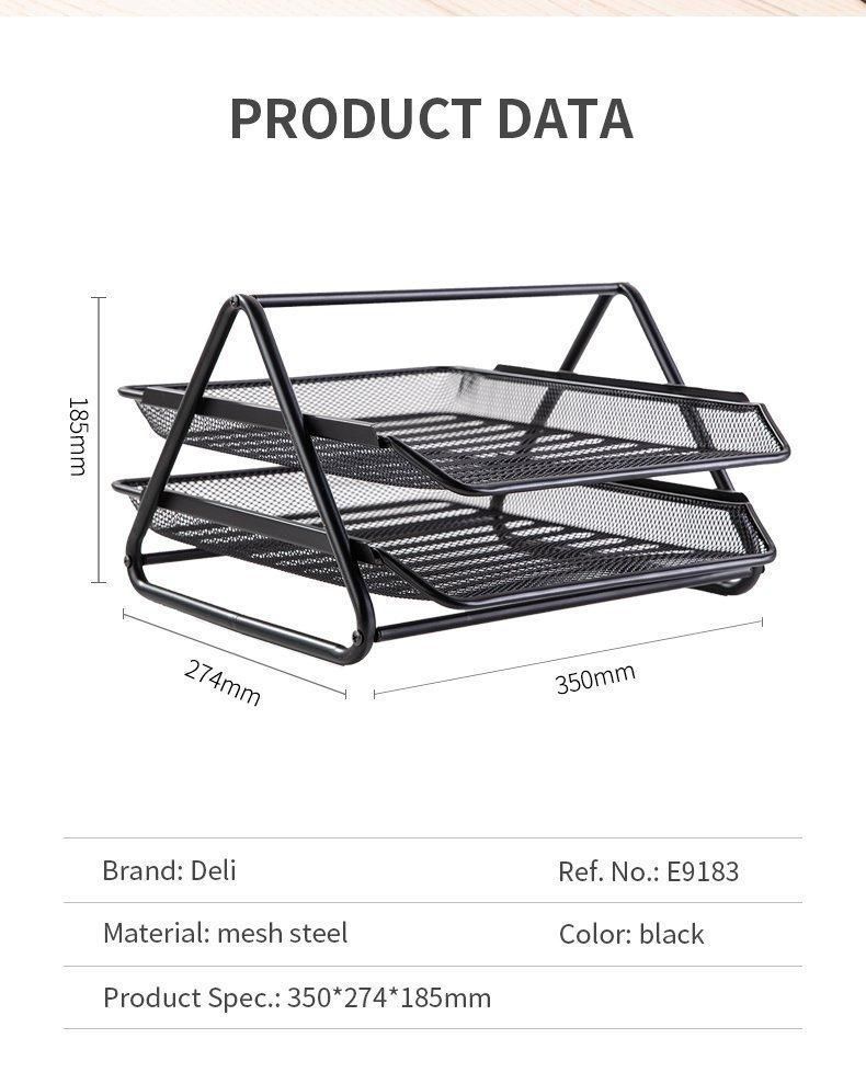 [Special Offer] DELI E9183 EXECUTIVE MESH TRAY - 2 TIER - BLACK Sleek black executive finish 2-tier stackable design