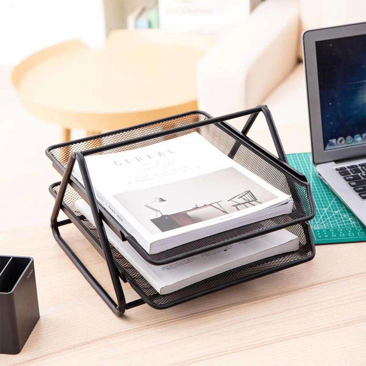[Special Offer] DELI E9183 EXECUTIVE MESH TRAY - 2 TIER - BLACK Sleek black executive finish 2-tier stackable design