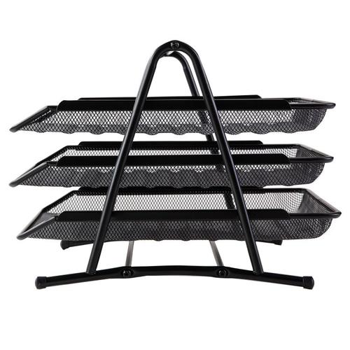 [Hot Deals] DELI E9181 EXECUTIVE MESH TRAY - 3 TIER - BLACK Durable black mesh metal construction Professional executive design