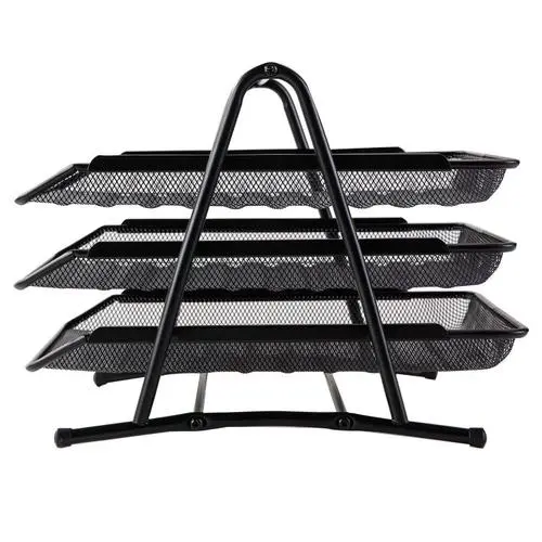 【Special Deal】Deli E9181 Executive Mesh Tray  (3 Tier) -  Durable black mesh metal construction Professional executive design