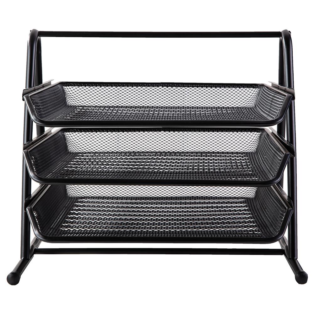 [Hot Deals] DELI E9181 EXECUTIVE MESH TRAY - 3 TIER - BLACK Durable black mesh metal construction Professional executive design