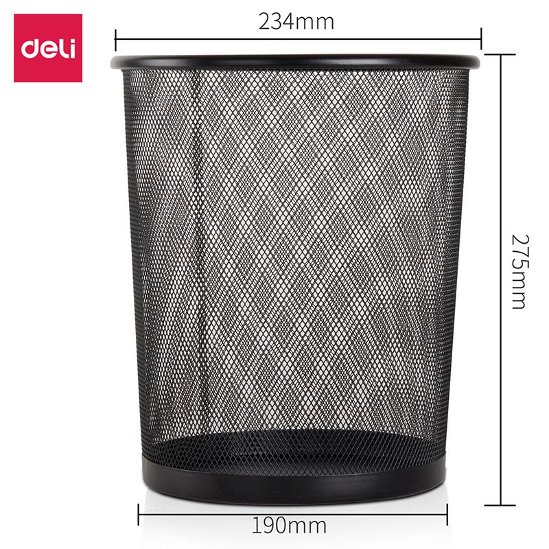 【Special Deal】 Deli 9188 Executive Mesh Waste Bin – Black Durable metal construction Durable metal construction Ventilated mesh design