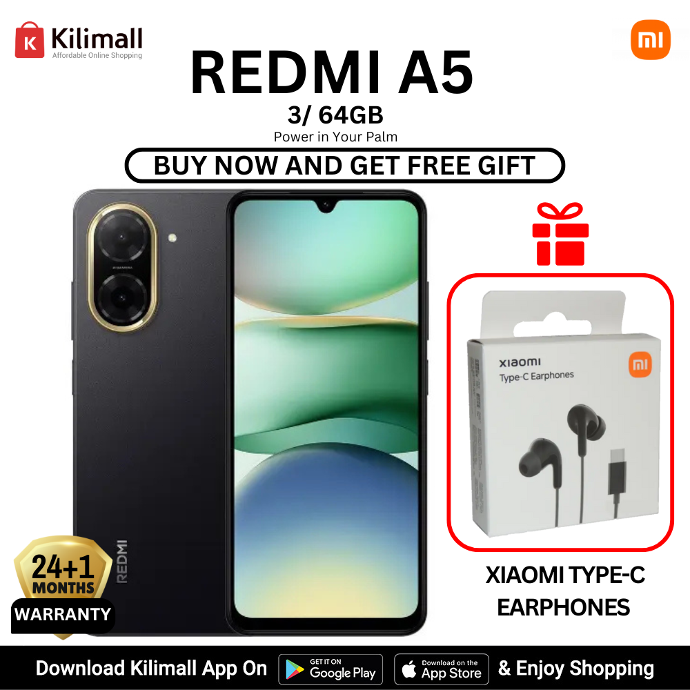[Latest Arrival !!!] Redmi A5 SmartPhone Display 6.88"  - 3GB Ram + 64GB Rom, Dual SIM ,32MP main camera, 8MP front camera , 5200mAh battery , Side fingerprint sensor , USB Type-C