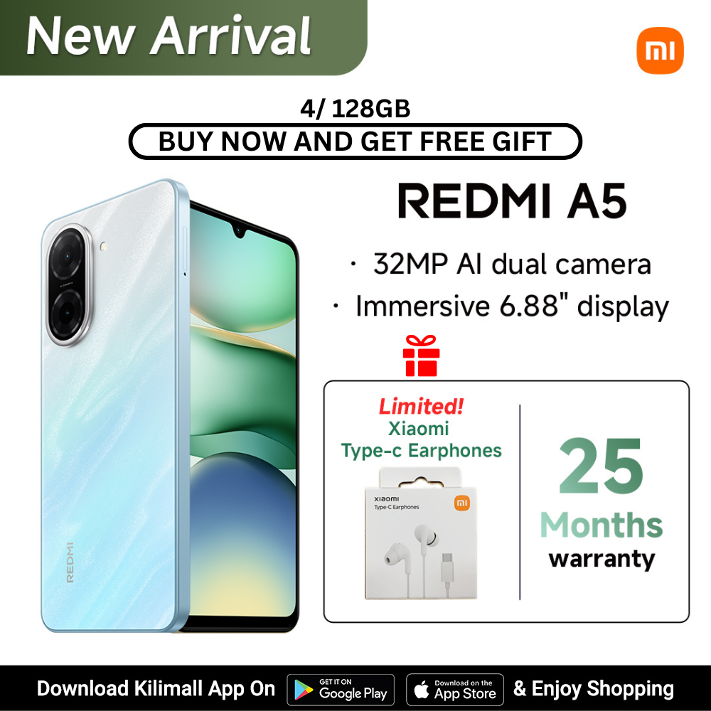 [Latest Arrival !!!] Redmi A5 SmartPhone Display 6.88"  - 4GB Ram + 128GB Rom, Dual SIM ,32MP main camera, 8MP front camera , 5200mAh battery , Side fingerprint sensor , USB Type-C