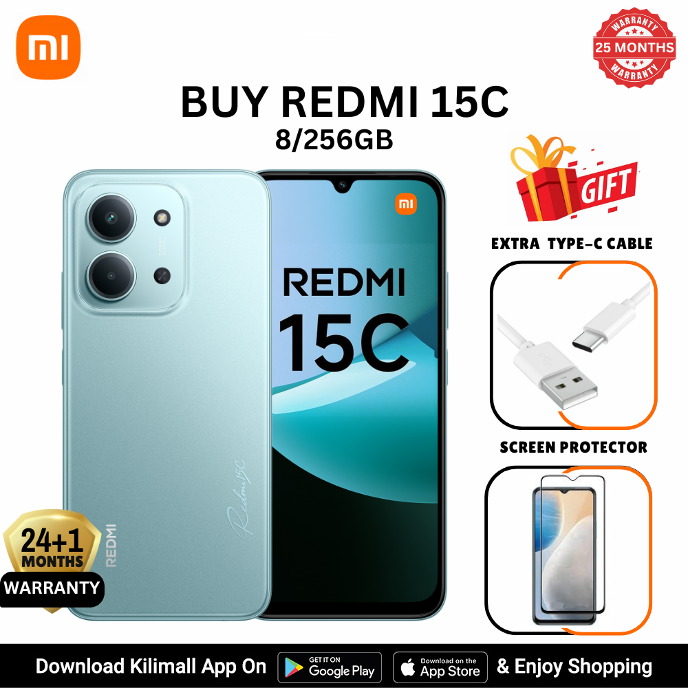 [New Launch] Redmi 15C Smartphone Display 6.9” 120Hz - 8GB Ram + 256GB Rom Dual SIM, 4G , 6000mAh Battery ,50MP AI dual camera ,33W fast charging ,IP64 ,MediaTek Helio G81-Ultra