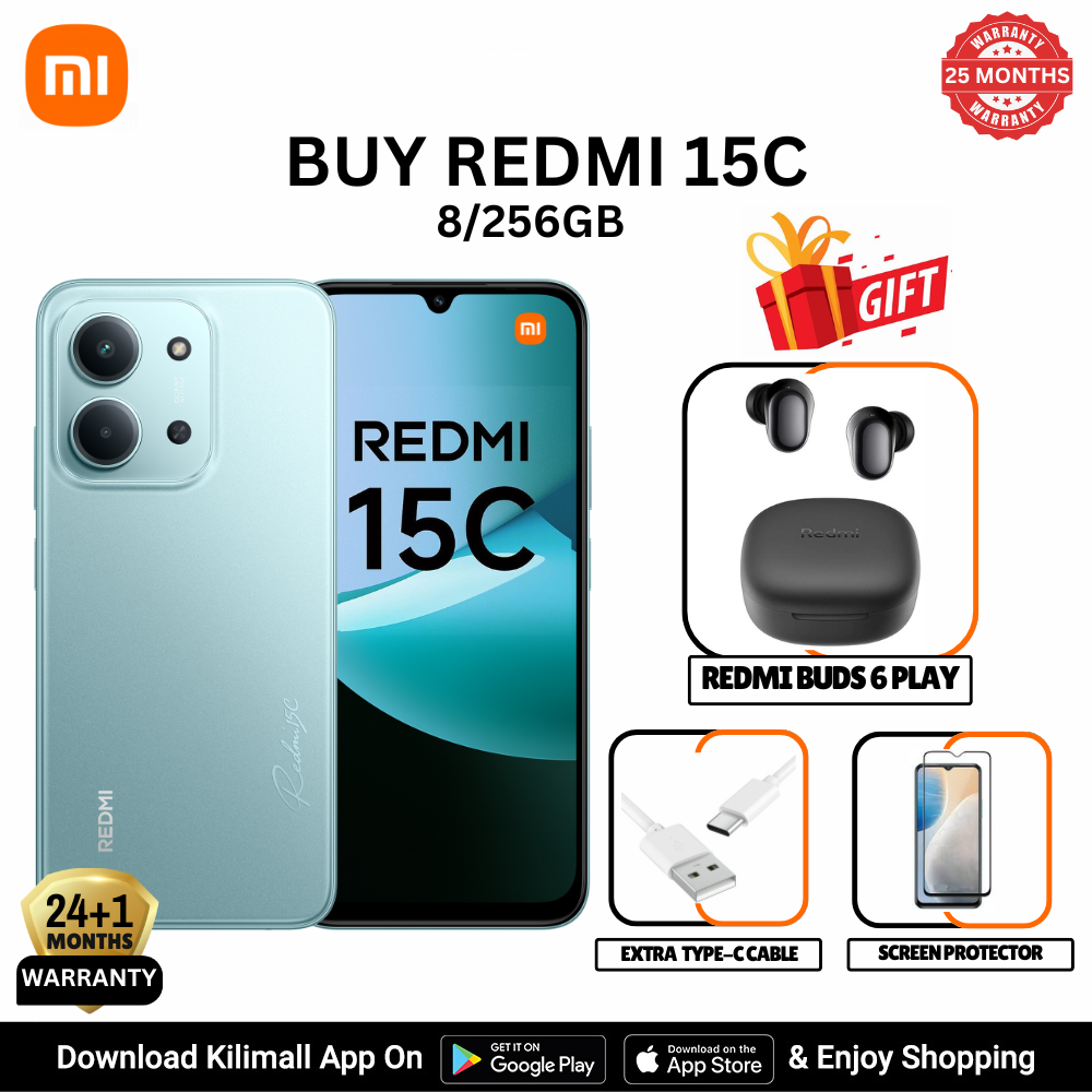 [New Launch] Redmi 15C Smartphone Display 6.9” 120Hz - 8GB Ram + 256GB Rom Dual SIM, 4G , 6000mAh Battery ,50MP AI dual camera ,33W fast charging ,IP64 ,MediaTek Helio G81-Ultra