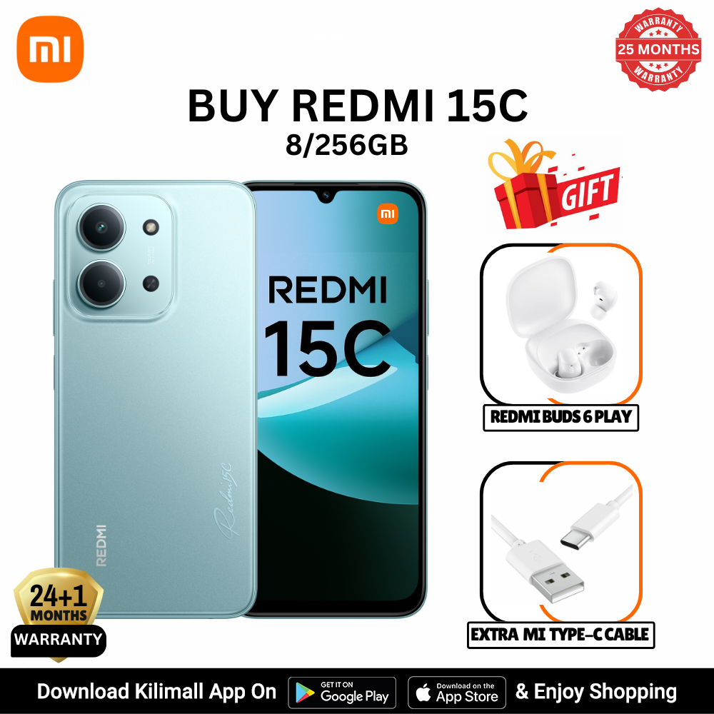 [New Launch] Redmi 15C Smartphone Display 6.9” 120Hz - 8GB Ram + 256GB Rom Dual SIM, 4G , 6000mAh Battery ,50MP AI dual camera ,33W fast charging ,IP64 ,MediaTek Helio G81-Ultra