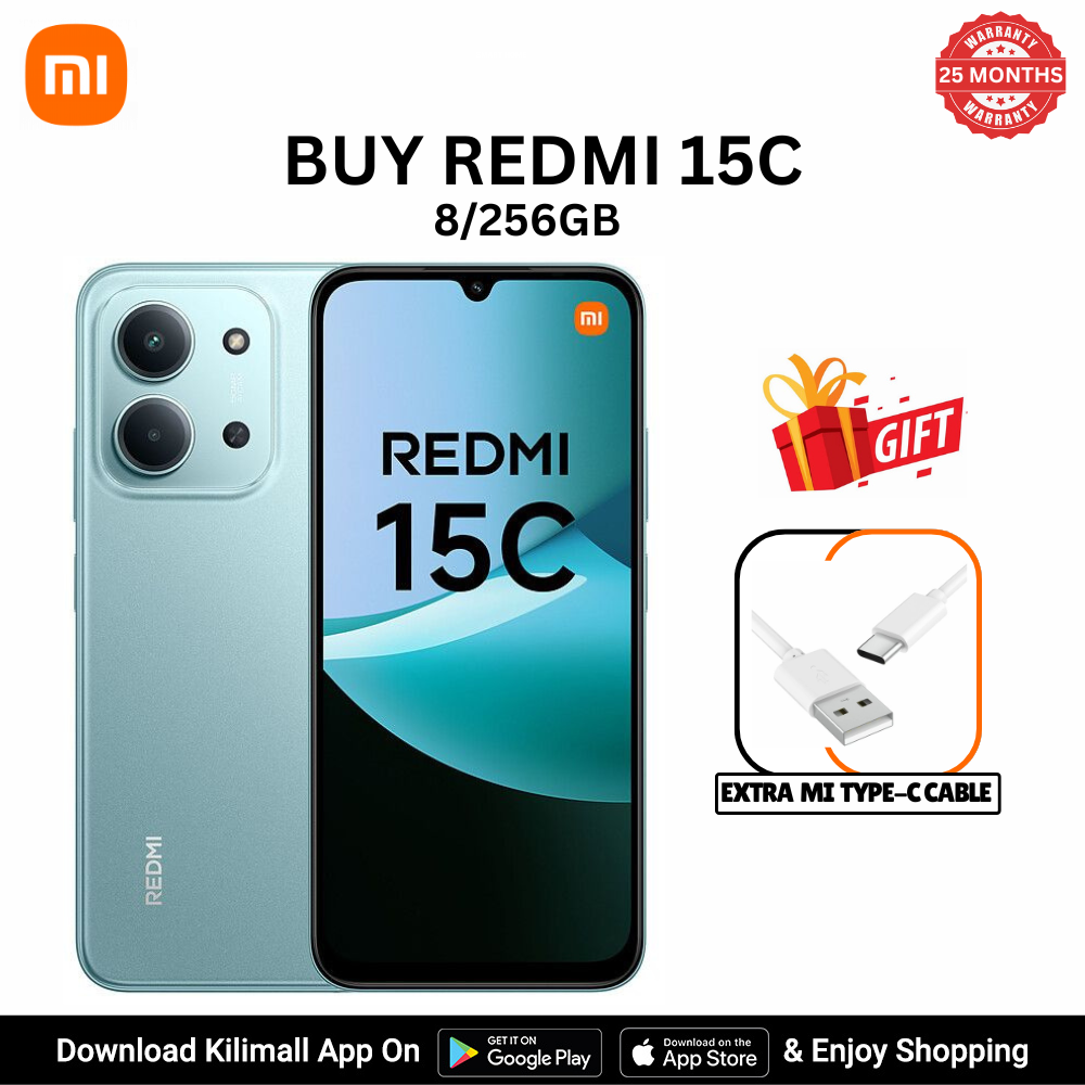 [Special Offer ] Redmi 15C Smartphone Display 6.9” 120Hz - 8GB Ram + 256GB Rom Dual SIM, 4G , 6000mAh Battery ,50MP AI dual camera ,33W fast charging ,IP64 ,MediaTek Helio G81-Ultra phonehub