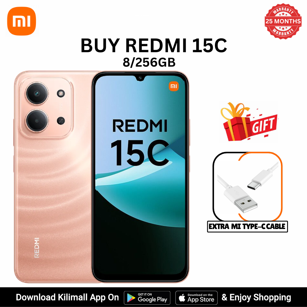[Special Offer ] Redmi 15C Smartphone Display 6.9” 120Hz - 8GB Ram + 256GB Rom Dual SIM, 4G , 6000mAh Battery ,50MP AI dual camera ,33W fast charging ,IP64 ,MediaTek Helio G81-Ultra phonehub