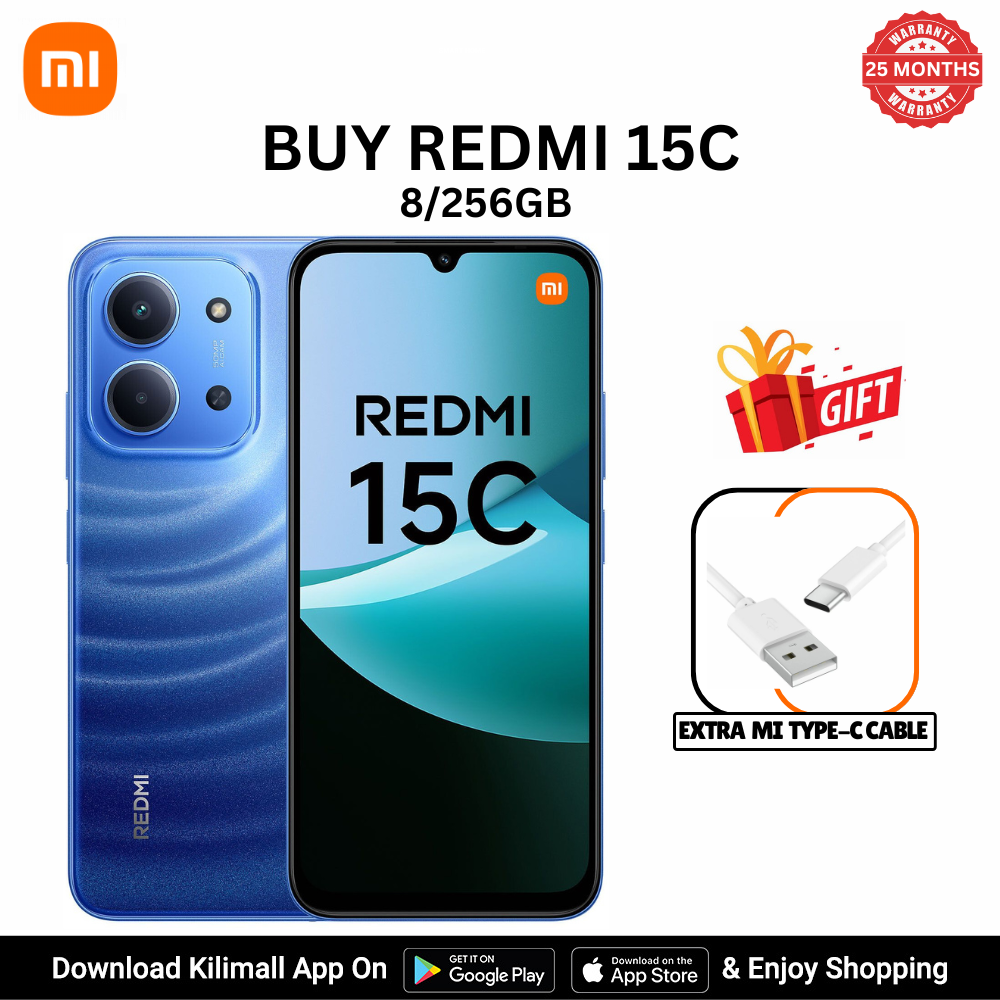 [Special Offer ] Redmi 15C Smartphone Display 6.9” 120Hz - 8GB Ram + 256GB Rom Dual SIM, 4G , 6000mAh Battery ,50MP AI dual camera ,33W fast charging ,IP64 ,MediaTek Helio G81-Ultra phonehub