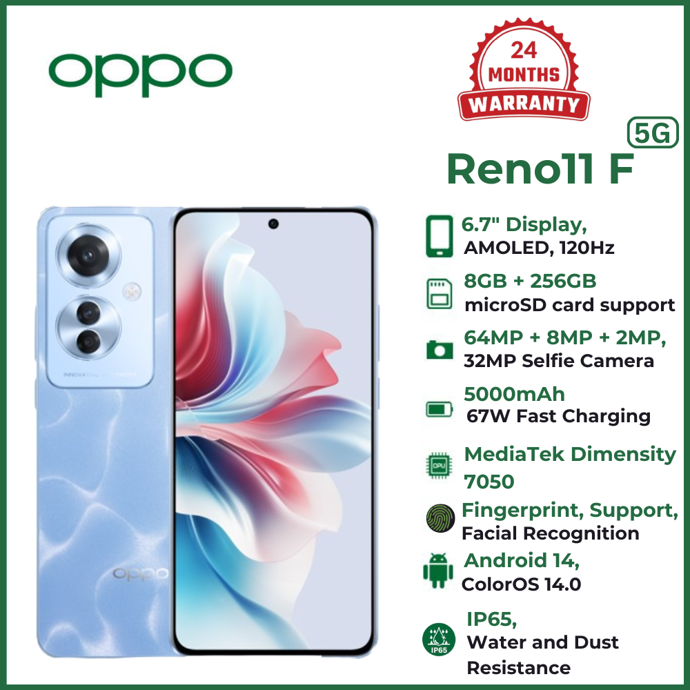 (Exclusive Deal)BRAND NEW OPPO Reno 11F 5G 8GB RAM+256GB ROM 6.7" 120Hz 3D  smart phone with Curved Screen 50MP 67W 5000mAh Android 14 Dual SIM Smart Phones Fingerprint Reno 11