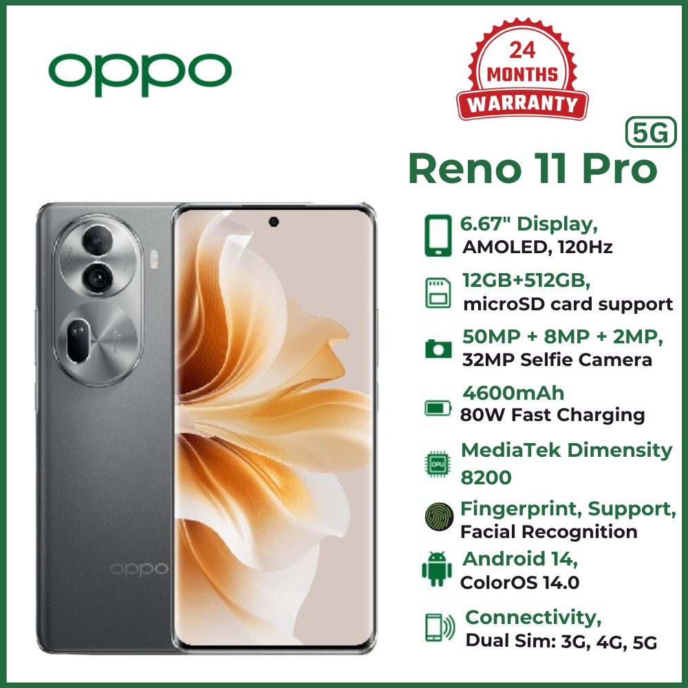 (Exclusive Deal)BRAND NEW OPPO Reno11 Pro 5G 12GB RAM+512GB ROM 6.7" 120Hz 3D Curved Screen 50MP 80W 4600mAh Android 14 Dual SIM Smart Phones Fingerprint Reno 11 Pro