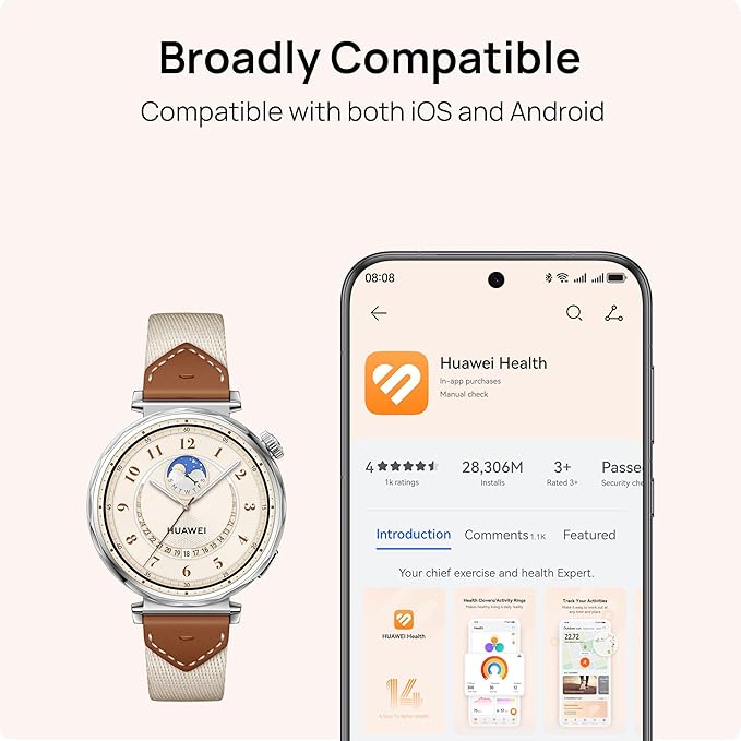 [ Hot Deals] HUAWEI Watch GT 5 46mm Smartwatch, up to 14 Days Battery Life, All New Running and Cycling Sports Smart Watch, Sharp Edged Design, Health Tracking, Compatible with iOS and Android, Blue
