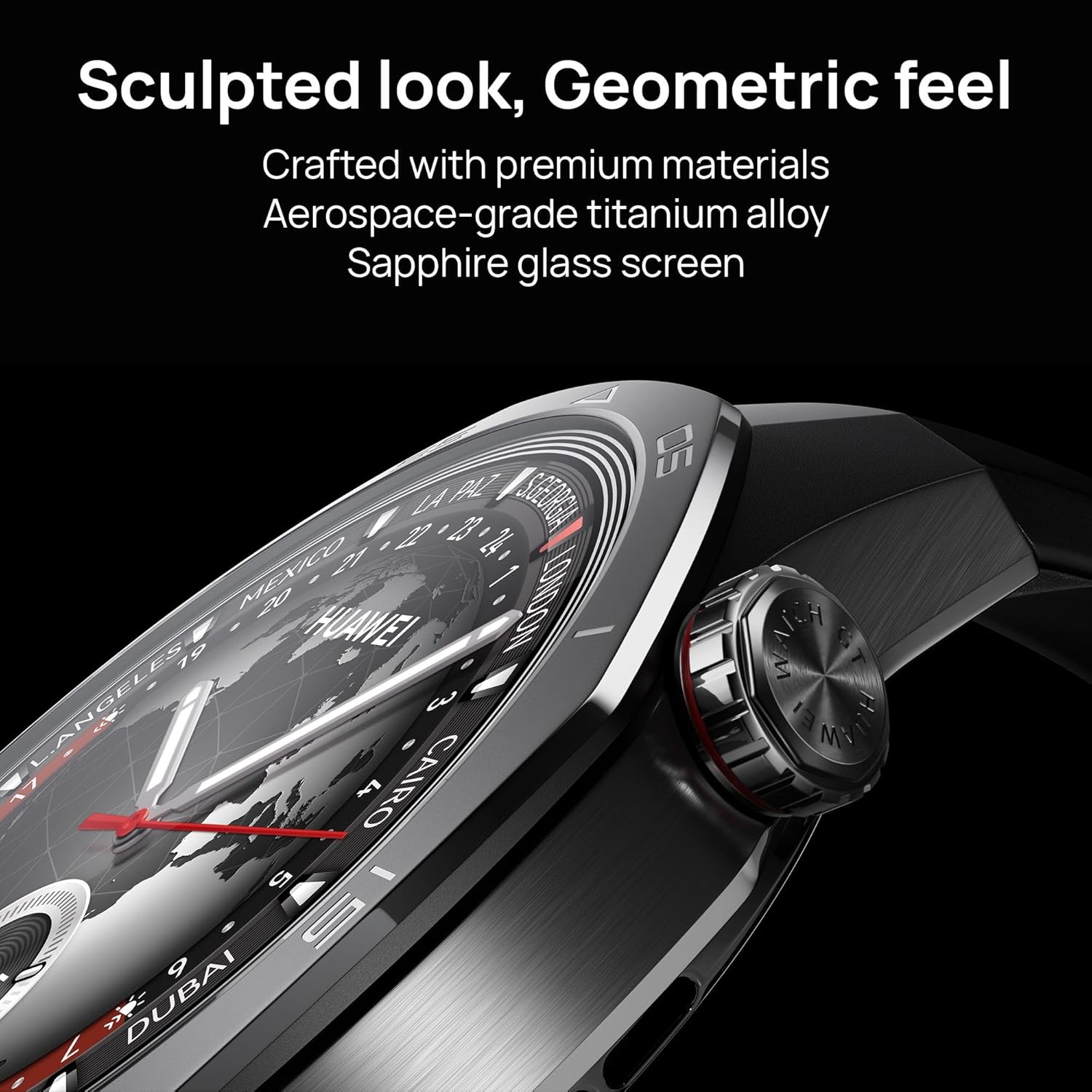 HUAWEI Watch GT 5 Pro 46mm Smartwatch, Rugged Design, 7-Day Battery, Fitness & Health Tracking, iOS & Android Compatible, Black Fluoroelastomer Strap