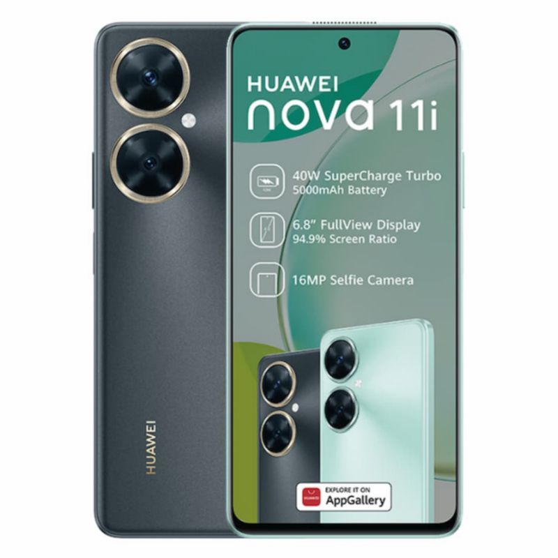 [Huawei Official] Huawei Nova 11i Smartphone 6.8 inches, 8GB RAM 128 GB ROM Dual SIM, Battery 5000 mAh, with a speed of 40W, Fingerprint (side-mounted), Splash and dust resistant.