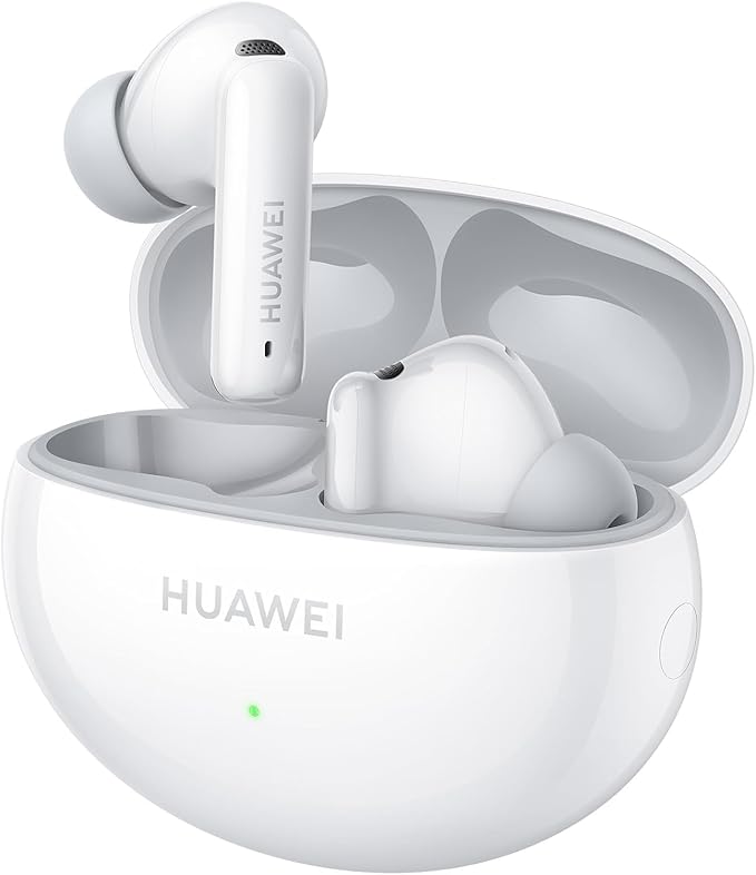 Huawei FreeBuds 6i (Orca-T100) wireless earbuds with Bluetooth 5.3, adaptive ANC, 11mm dynamic drivers, IP54 rating & 35h battery life with fast-charging case.Available in Black and White