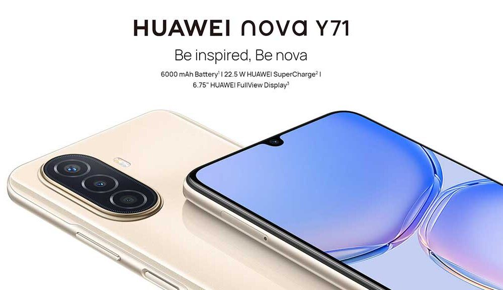 [Huawei Official] HUAWEI nova Y71  Smartphone, 6.75" HUAWEI FullView Display, 6000 mAh Large Battery, 22.5W HUAWEI SuperCharge, 8GB+128GB, 48 MP triple AI camera, EMUI 12,