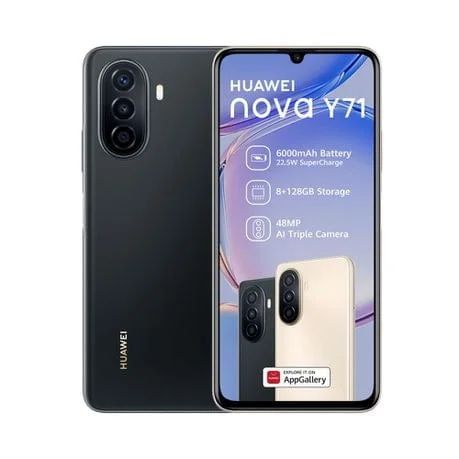 [Huawei Official] HUAWEI nova Y71  Smartphone, 6.75" HUAWEI FullView Display, 6000 mAh Large Battery, 22.5W HUAWEI SuperCharge, 8GB+128GB, 48 MP triple AI camera, EMUI 12,
