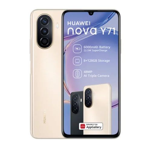 [Huawei Official] HUAWEI nova Y71  Smartphone, 6.75" HUAWEI FullView Display, 6000 mAh Large Battery, 22.5W HUAWEI SuperCharge, 8GB+128GB, 48 MP triple AI camera, EMUI 12,