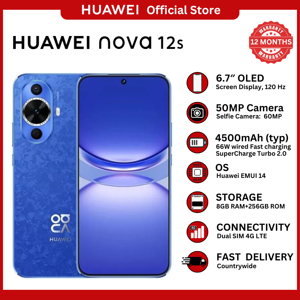 [Special Offer] Huawei Nova 12s – Sleek 6.7" OLED Display Smartphone with Powerful Camera System, Long-Lasting Battery, Fast Charging, HarmonyOS Features, and Stylish Slim Design for Modern daily Use
