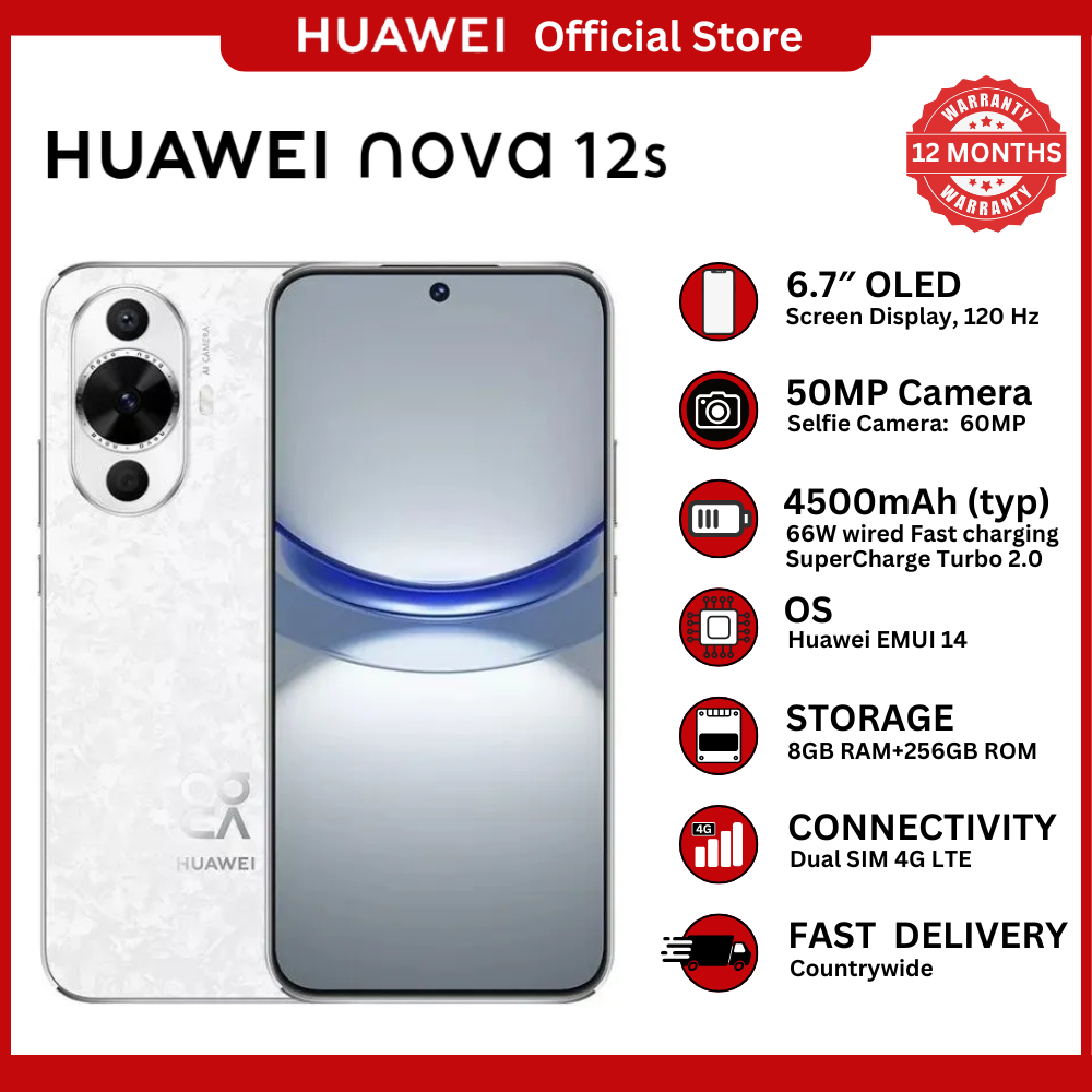 [Special Offer] Huawei Nova 12s – Sleek 6.7" OLED Display Smartphone with Powerful Camera System, Long-Lasting Battery, Fast Charging, HarmonyOS Features, and Stylish Slim Design for Modern daily Use