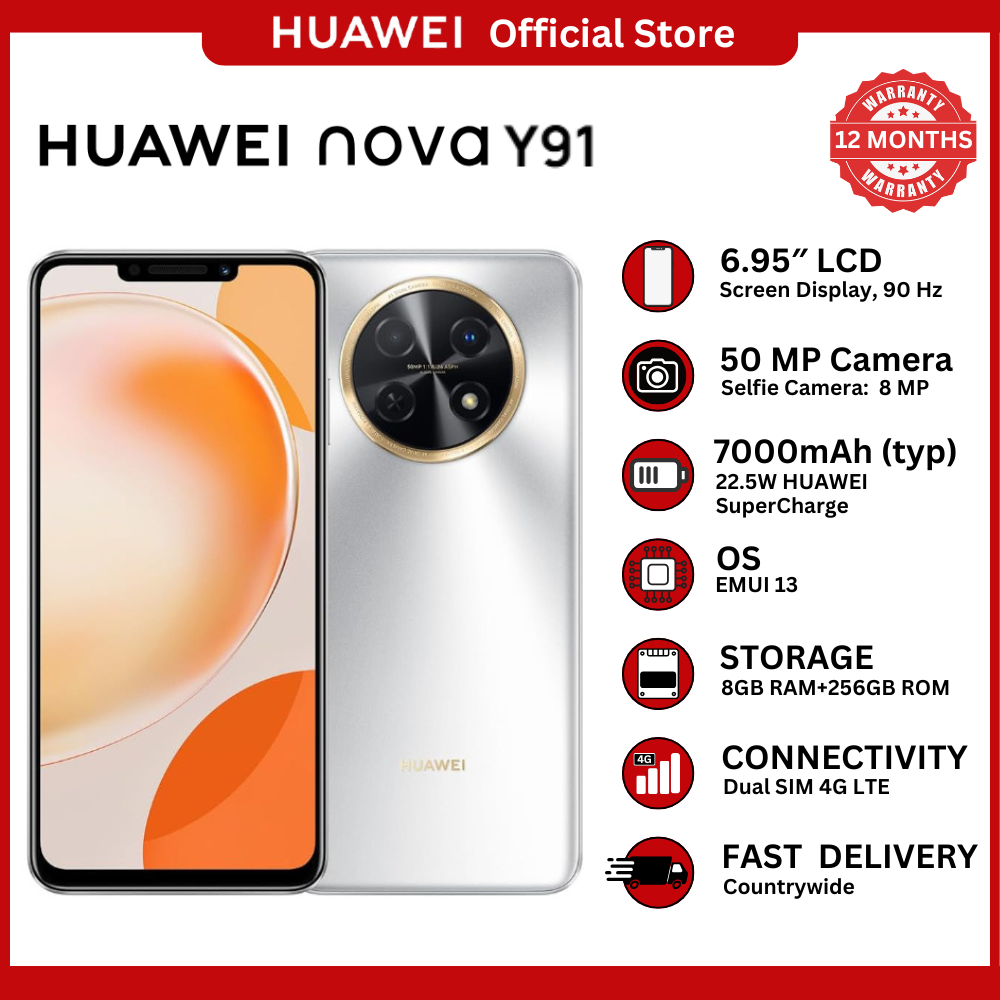 [Special Offer] HUAWEI nova Y91 Smartphone , 6.95" HUAWEI FullView Display, 7000 mAh Super Battery, 300% Super Volume, 8GB+256GB, Starry Circle Design, EMUI 13