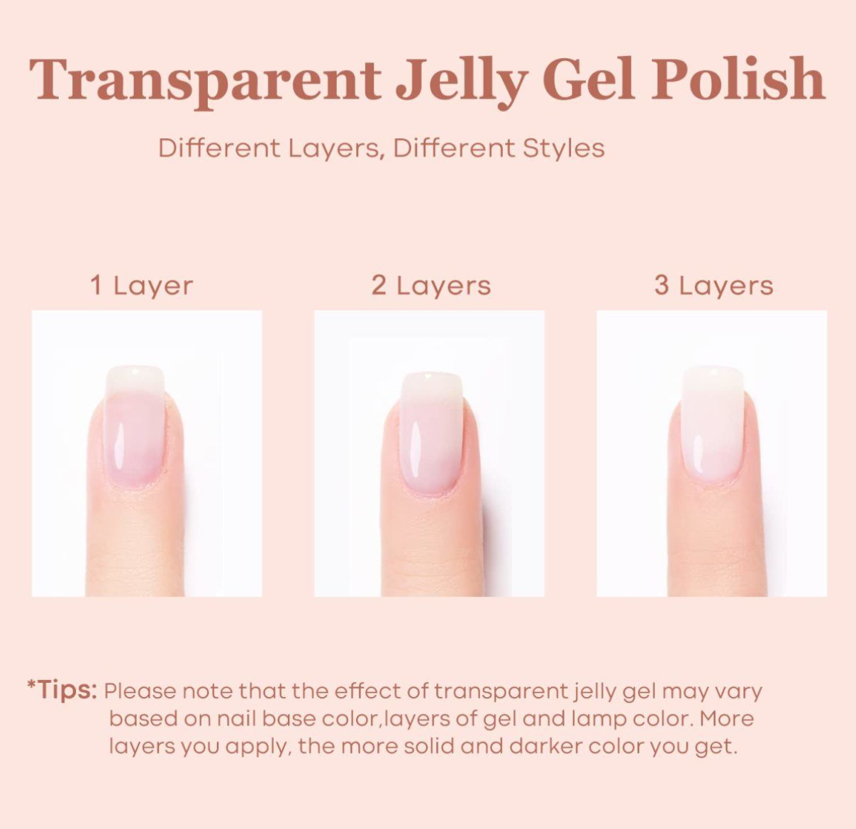 Jelly Nude Pink Gel Nail Polish Set, 6 Transparent Sheer Colors Soak Off UV Light Cure Gel Polish Kit for Salon and Nail Art DIY at Home Pink Tea 6 colors