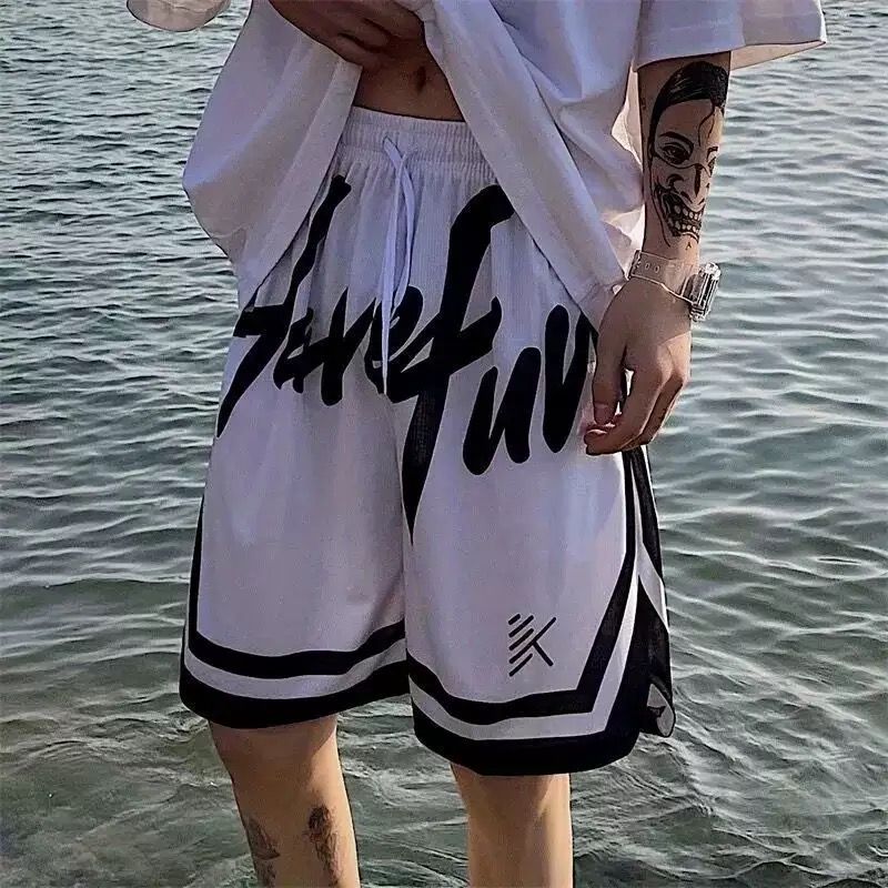 Trendy American basketball shorts Thompson men's summer loose running breathable training sports casual five quarter pants