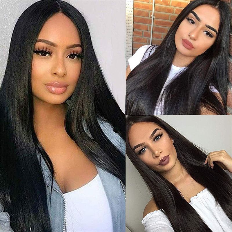 Lace Front Wig Human Hair Blonde - HD Transparent Lace Front Wigs Human Hair 180% Density Blonde Glueless Wigs Human Hair, HD Straight Lace Frontal Wigs Human Hair Pre Plucked black18 inch
