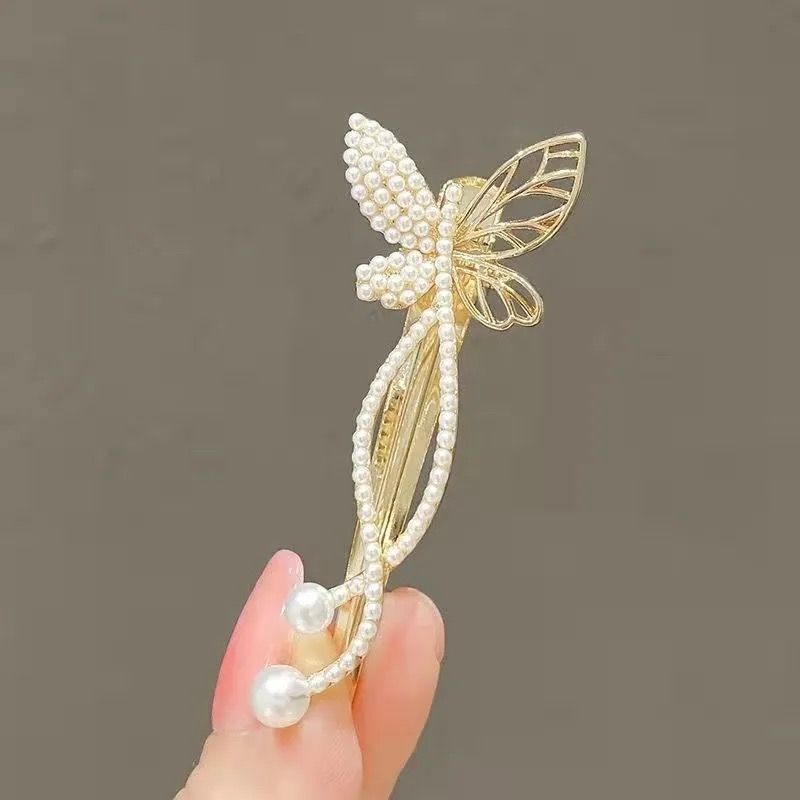 Clip headdress Korean forest butterfly hair clip bangs clip imitation pearl side top clip duckbill clip temperament hair clip