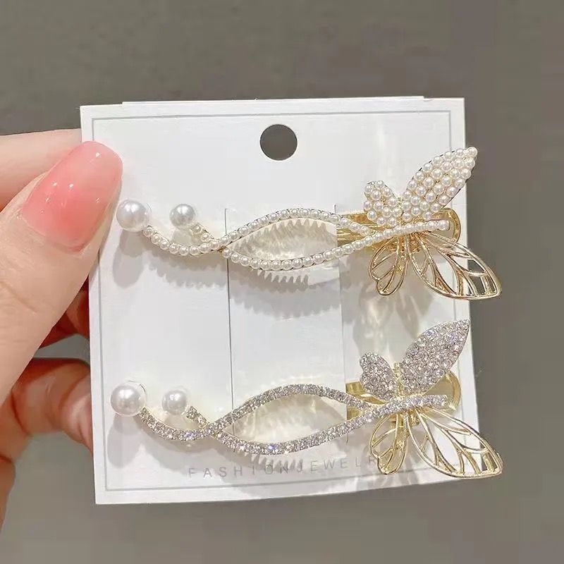 Clip headdress Korean forest butterfly hair clip bangs clip imitation pearl side top clip duckbill clip temperament hair clip
