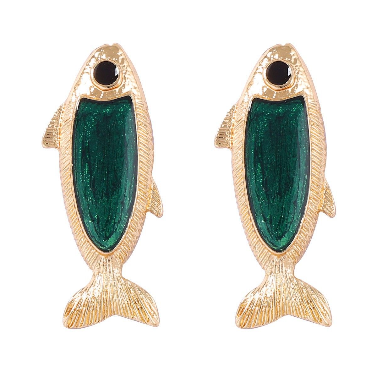 Cross border European and American jewelry creative exquisite cute fish shaped ocean elements temperament multi-color fish female earrings