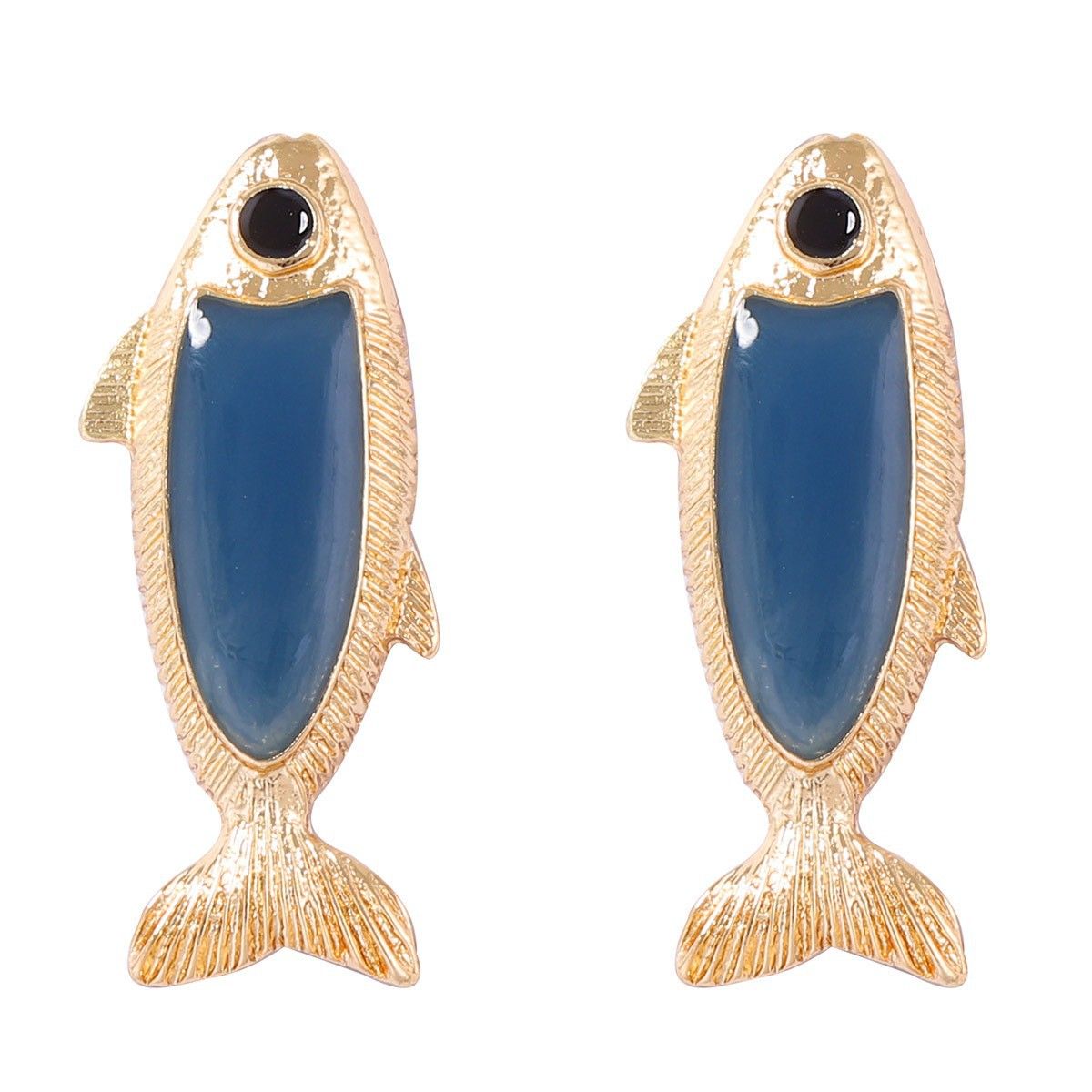 Cross border European and American jewelry creative exquisite cute fish shaped ocean elements temperament multi-color fish female earrings