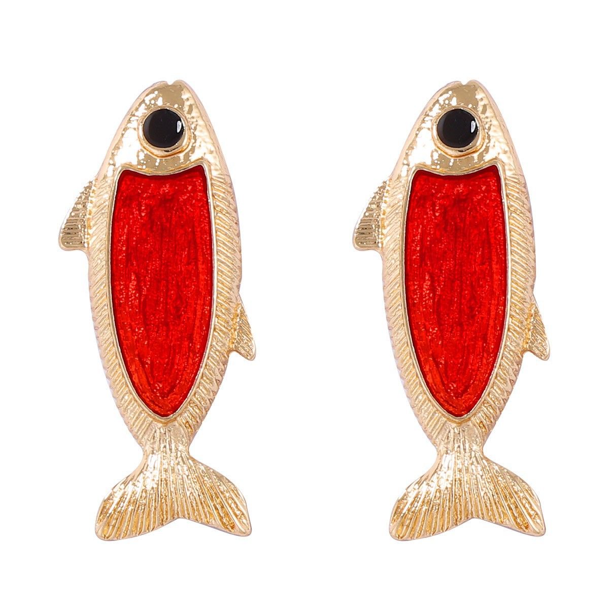 Cross border European and American jewelry creative exquisite cute fish shaped ocean elements temperament multi-color fish female earrings