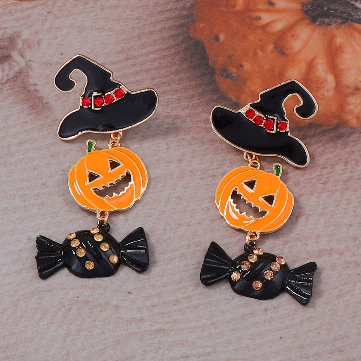 Cross border new Halloween earrings for women, quirky, personalized, trendy, fun party, dark style, pumpkin candy earrings Pumpkin earrings