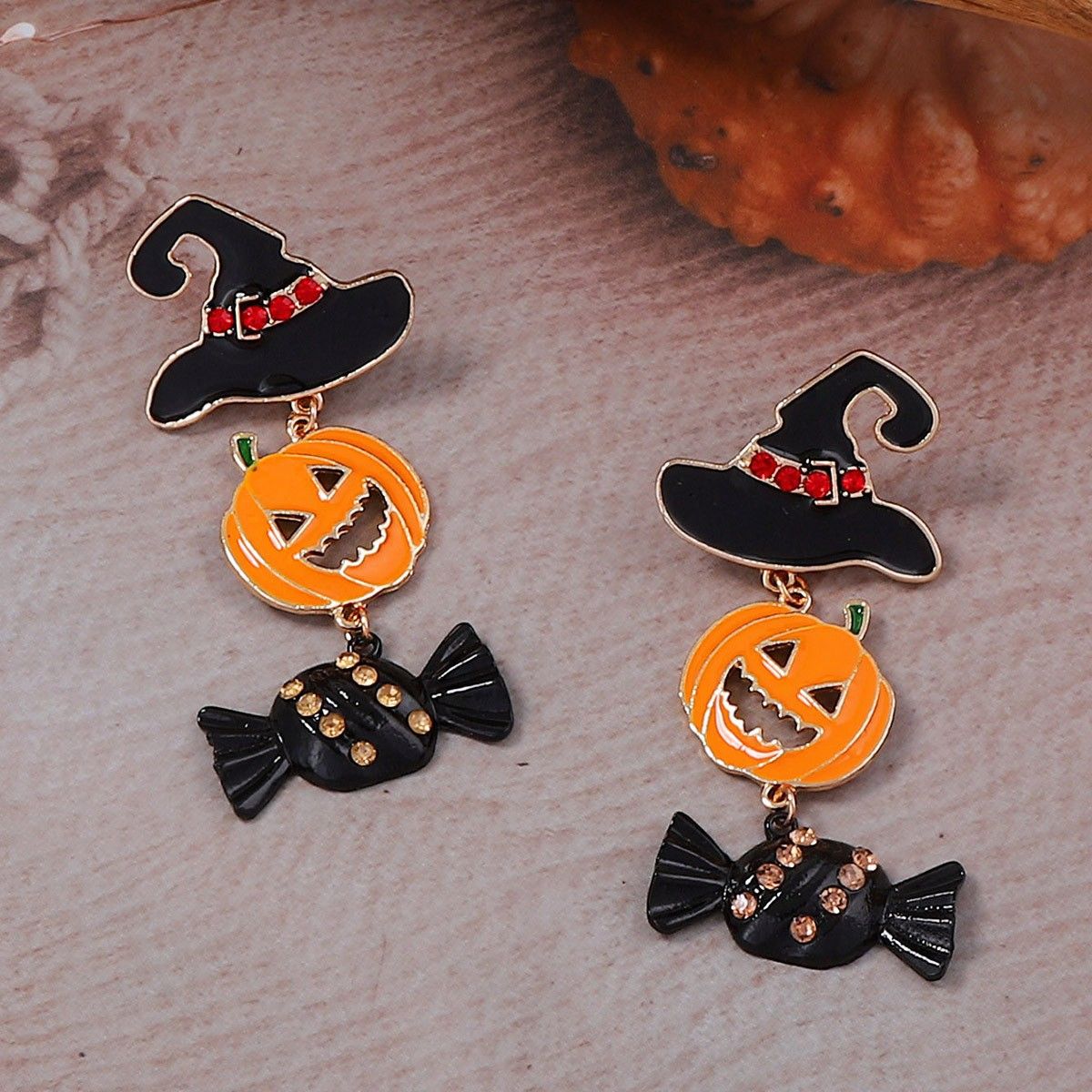 Cross border new Halloween earrings for women, quirky, personalized, trendy, fun party, dark style, pumpkin candy earrings Pumpkin earrings