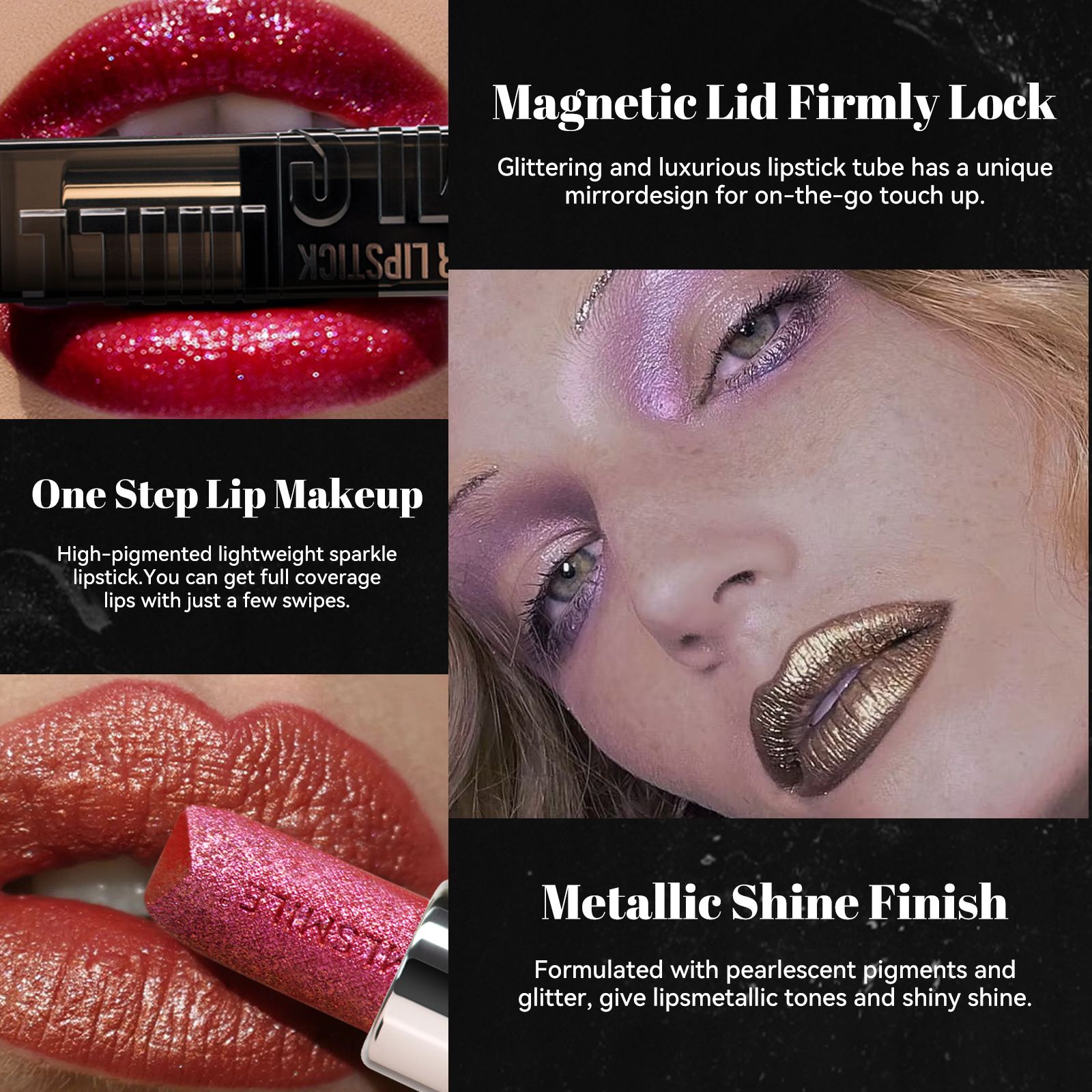 Europe and the United States Explosives Flash Diamond Lipstick Metallic Pearl Non stick Cup Moisturizing&Moisturizing lipstick Matte Lipstick view 10
