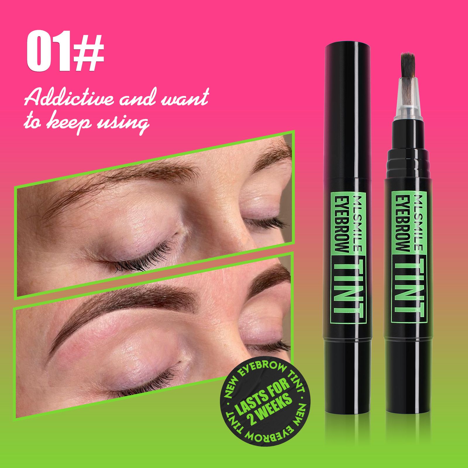 European and American popular makeup brush, eyebrow dye with eyebrow clip brush, waterproof and sweat resistant, long-lasting and non smudging, rotating liquid eyebrow pencil