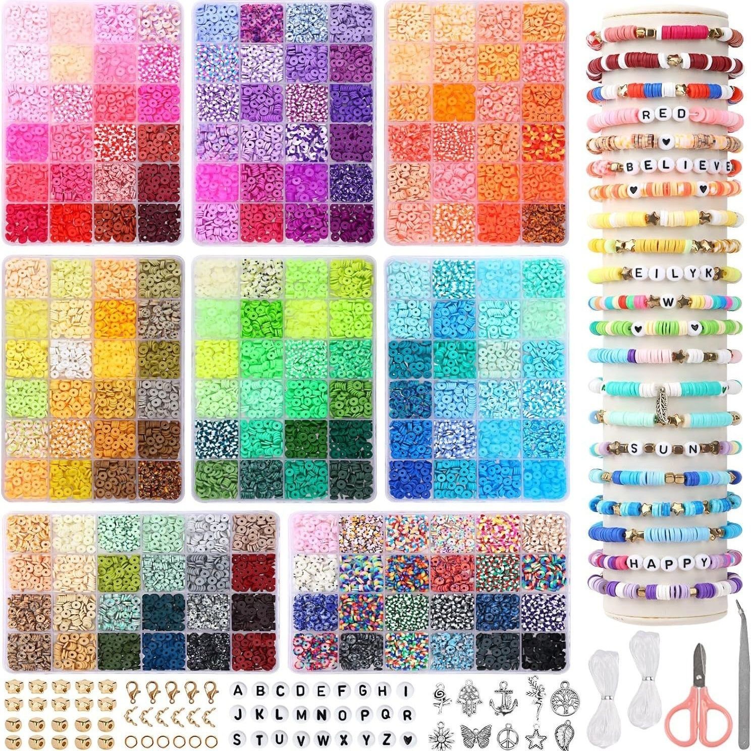 Clay Beads Bracelet Making Kit 48 Colors 6440pcs—25770pcs