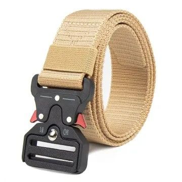 Men's Belt Army Outdoor Hunting Tactical Multi Function Combat Survival High Quality Marine Corps Canvas For Nylon Male Luxury Red Button Black one size