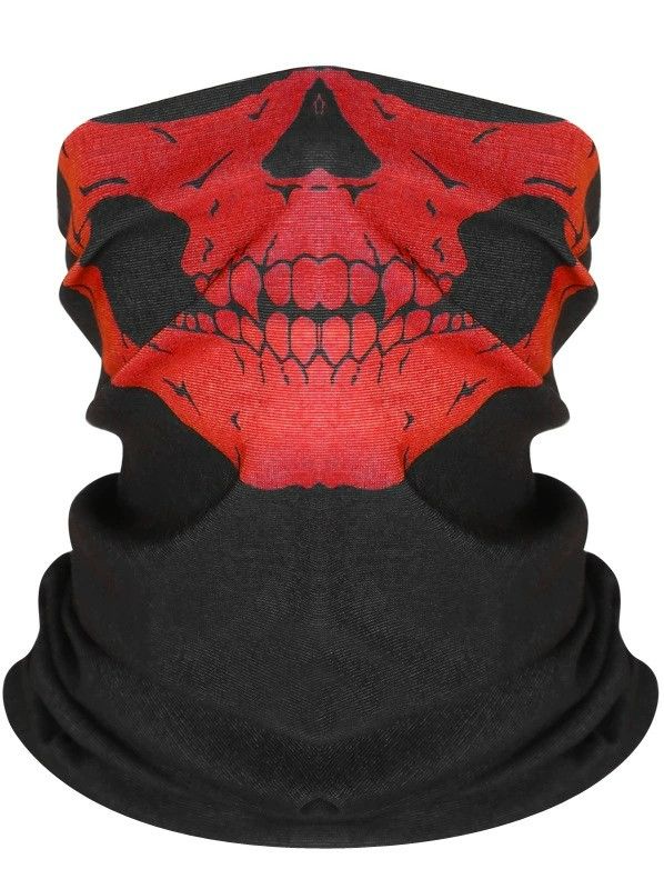 Outdoor Motorcycle Training Mask Cool Skull Bike Scarf Mask Bandana Motor Bike Sport Scarf Neck Warmer Winter Halloween White one size
