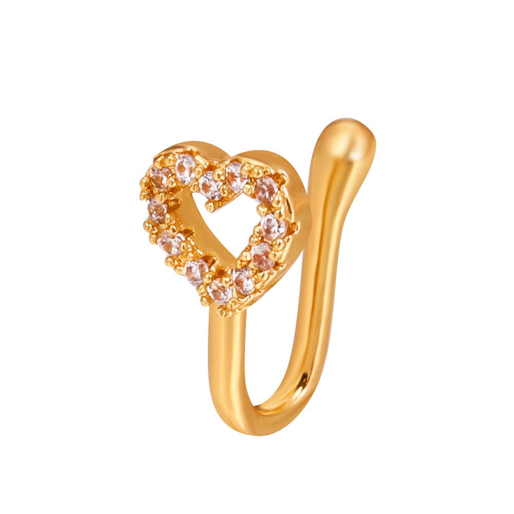 Creative Non-Perforated U-Shaped Nose Clip, Copper Inlaid Zircon Star Heart Crown Nose Ring Fake Nose Piercing Women Accessories Jewellery Lovers Girlfriends Wife's Birthday Holiday Surprising Gift 23